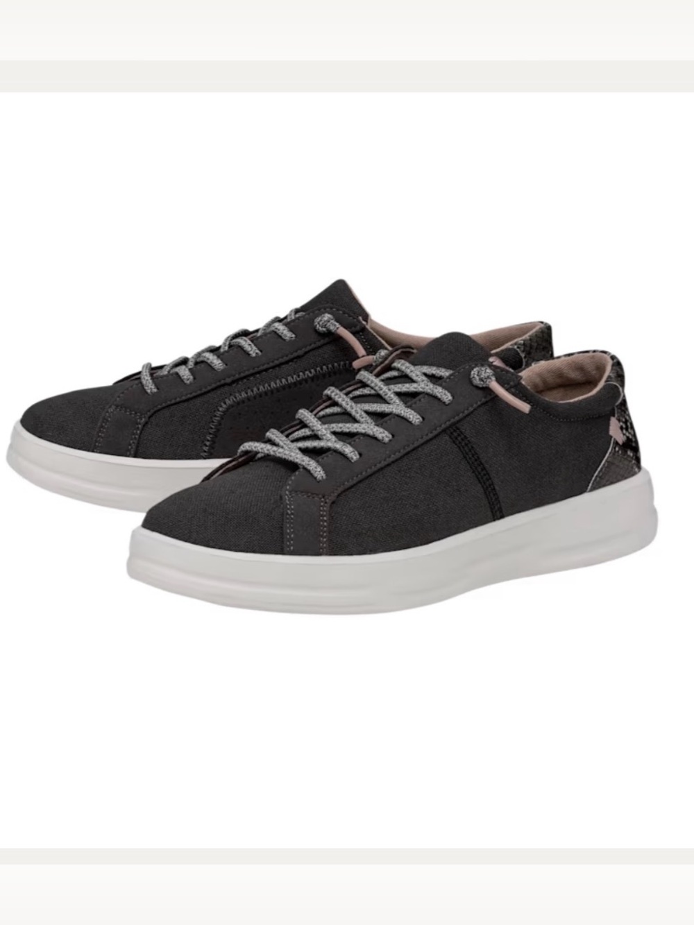 Hey Dude Karina Casual Canvas Sneakers w/Snakeskin Detail, 6